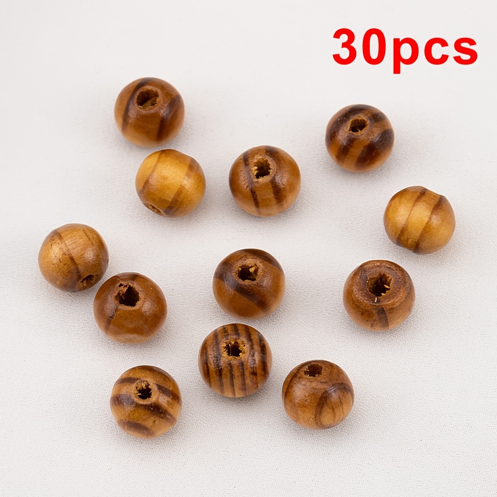 New Chinese Style Pine Wood Grain Round Beads for DIY